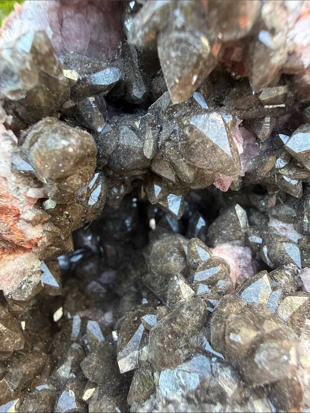 Pink Amethyst and Smoky Quartz Geode with Pink Matrix - Picture 12 of 12